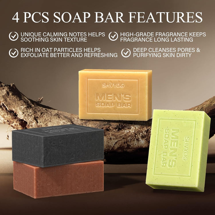 4 Pcs Natural Soap for Men,