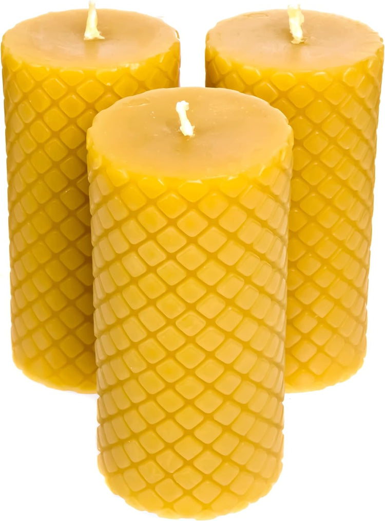 Pure Beeswax Diamond Pillar Candles