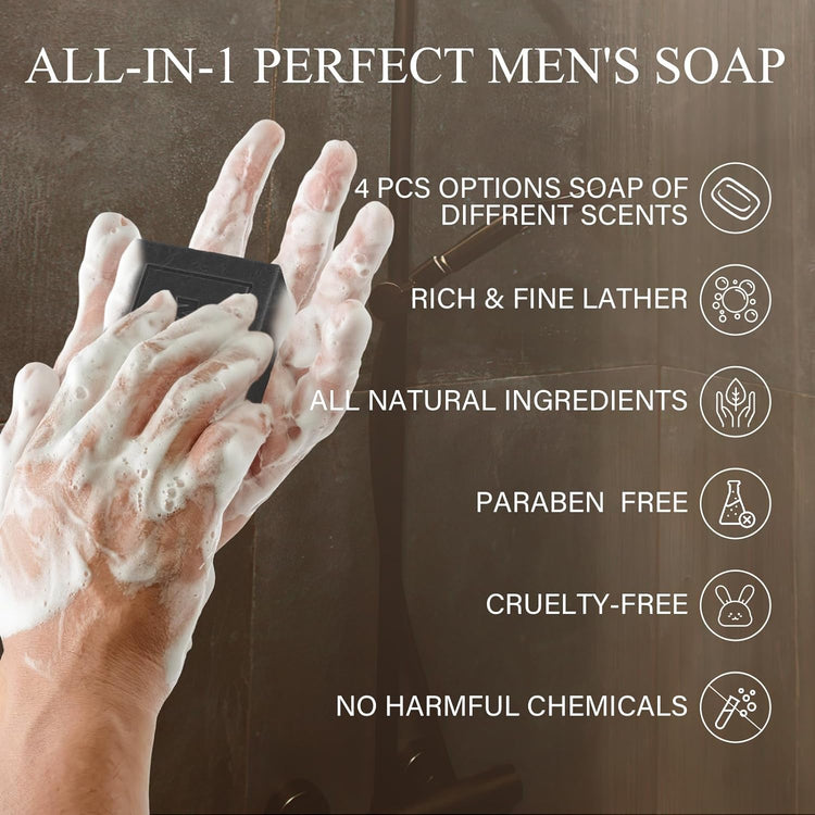 4 Pcs Natural Soap for Men,